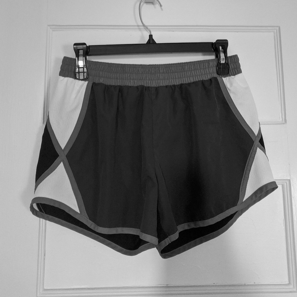 gray & white workout shorts